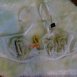 Victoria's Secret Dream Angels Bridal Beaded 36B Bra Blue Unlined Underwire New